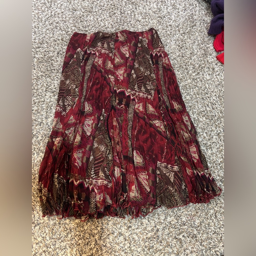 Vintage Ruby Rd. Burgundy and Brown Maxi Skirt
